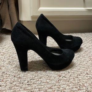 Black suede pumps